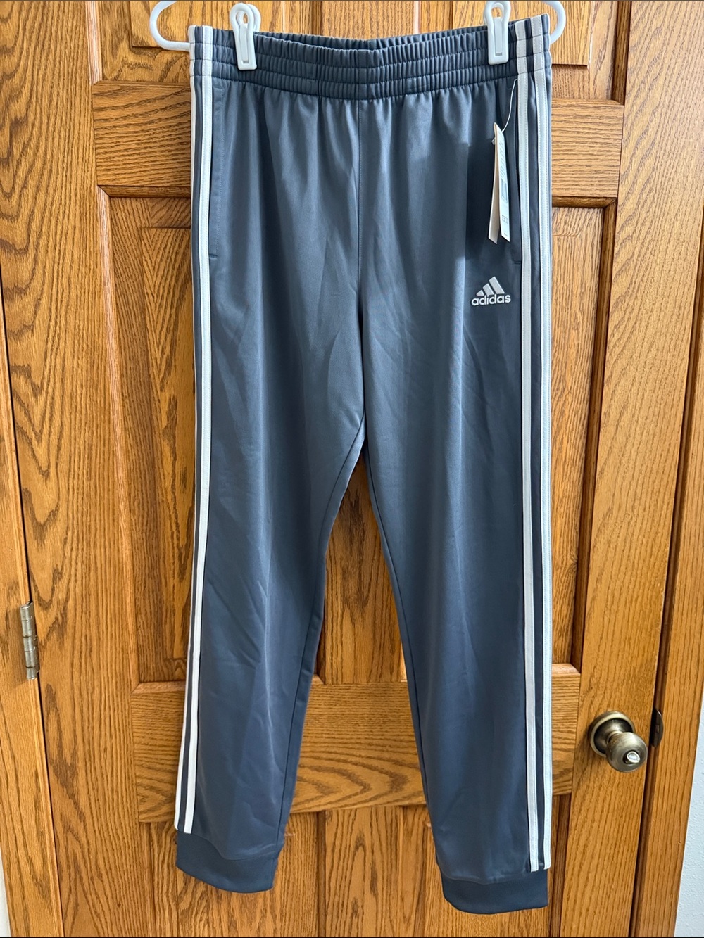 adidas Kids Gray Joggers with White Side Stripes